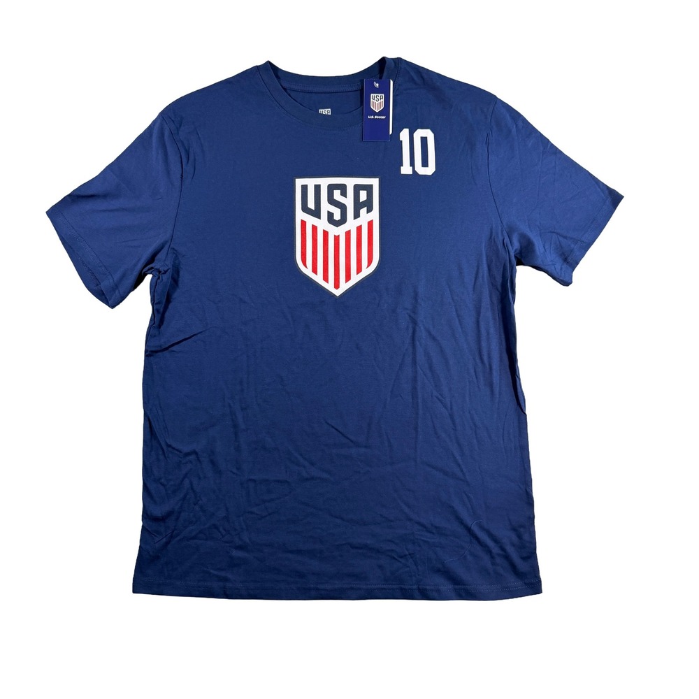 US Soccer Christian Pulisic #10 Navy Blue Fan T-Shirt Large NWT